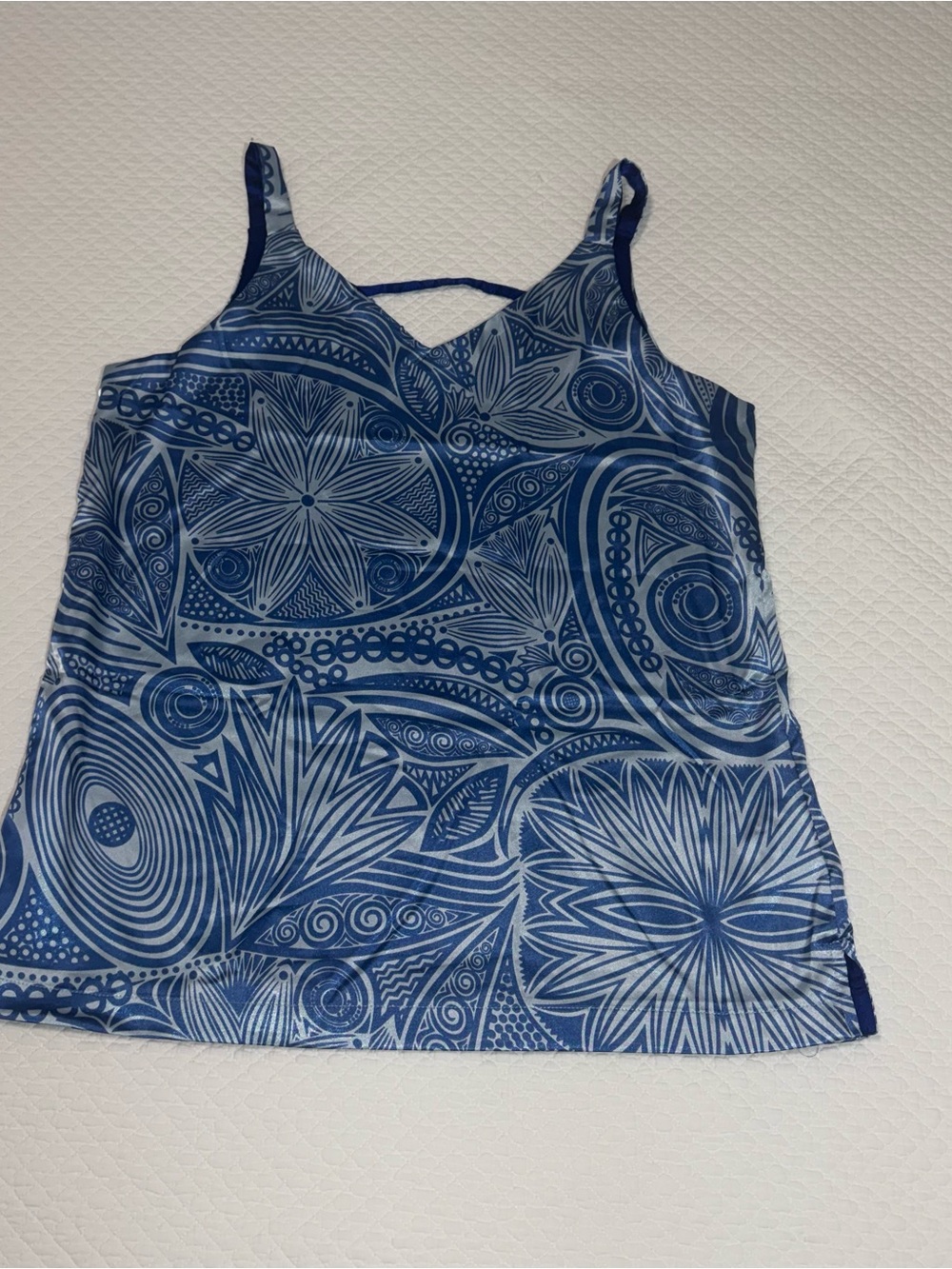 Serra Blue Geometric Floral-Print Camisole